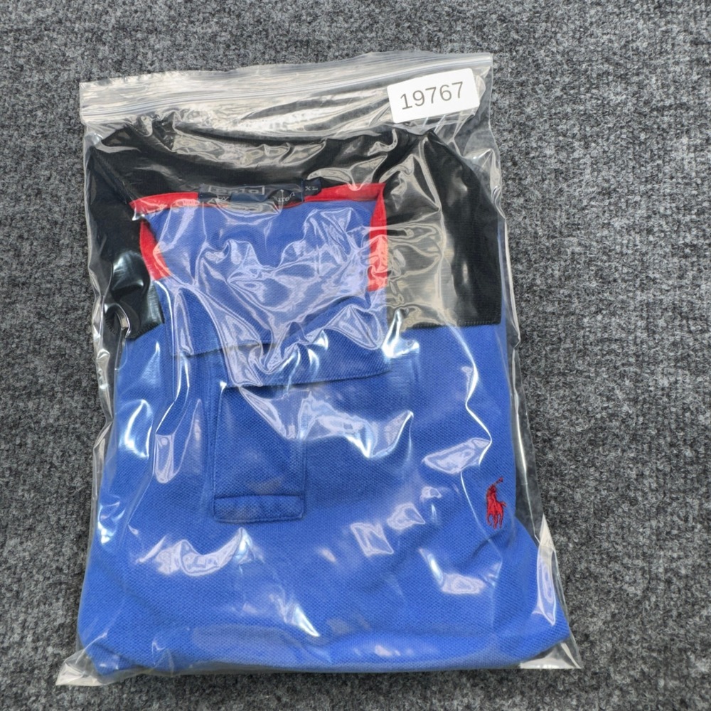 Polo Ralph Lauren Polo Mens XL Blue Black Collar Short Sleeve Pique Preppy - Picture 12 of 12
